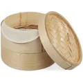 Produktbild: Relaxdays - Bambus Dampfgarer, Asiatischer Dämpfkorb Mit 2 Etagen, Für Dim Sum, Reis, Dampfgarer Einsatz, Ø 20,5 Cm, Natur