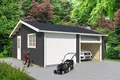 Produktbild: Garage Satteldach 44 mm Falkland mit Schwingtor grau 595x595 cm Lasita