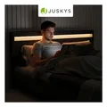 Produktbild: Juskys Polsterbett Paris 180x200 cm - Bett mit LED Beleuchtung & Lattenrost - Doppelbett schwarz