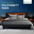 Produktbild: Juskys Polsterbett Paris 180 x 200 cm Kunstleder mit LED & Lattenrost - Schwarz - Schwarz