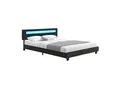 Produktbild: Juskys Polsterbett Paris 180x200 cm – Bett mit LED Beleuchtung & Lattenrost – Doppelbett schwarz