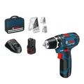 Produktbild: Bosch Professional 12V System Akku Bohrschrauber GSR 12V-15 (inkl. 2x2.0 Akku, Ladegerät, 39tlg.-Zubehör-Set, Werkzeugtasche) - Amazon Exclusive