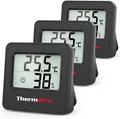 Produktbild: ThermoPro TP157 3 Stück Mini Hygrometer Thermometer Innenraum Schwarz Smiley