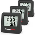 Produktbild: ThermoPro TP157 Mini Hygrometer Thermometer Innen 3er Set 0.5℃ Präzise, Schwarz