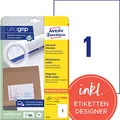 Produktbild: AVERY Zweckform 6119 Universal Etiketten (25 plus 5 Klebeetiketten extra, 210x297mm auf A4, Papier matt, bedruckbare Versandetiketten, selbstklebende Versandaufkleber mit ultragrip) 30 Blatt, weiß