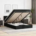 Produktbild: vidaXL Ottoman-Bett mit Matratzen & LEDs Schwarz 140x200 cm Kunstleder