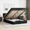 Produktbild: Ottoman-bett Mit Matratzen & Leds Schwarz 140x200 Cm Kunstleder Vidaxl