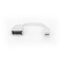 Produktbild: DIGITUS DB-340405-001-W DisplayPort Adapterkabel, mini DP - DP St/Bu, 0.15m