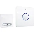 Produktbild: m-e BELL-231.3 Funkklingel für 1-Familien-Haus, zuverlässige Funk-Türklingel mit LED-Leuchtring und Blitzlicht, 8 hochwertige Klingeltöne/Melodien, Lautstärke einstellbar, mit Namensschild