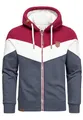 Produktbild: Amaci&Sons Sweatjacke Kapuzenpullover Herren Pullover Hoodie Zipper Jacke 4069 Bordeaux/Weiß/Blau XL