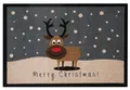 Produktbild: Hanse Home Fußmatte Weihnachten für Innen und Außen 40x60cm - Schmutzfangmatte Outdoor Türmatte Merry Christmas Rentier Waschbar & Wetterfest, rutschfest Eingangsbereich & Außenbereich – Grau Braun