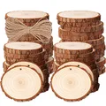 Produktbild: 50 Stück Holzscheiben, BetterJonny Rund 4-5cm Holz Log Scheiben Kit mit Loch Unvollendete Holzkreise für DIY, Basteln, Hochzeit, Weihnachten Dekoration
