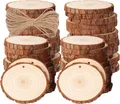 Produktbild: 50 Stück Holzscheiben,  Rund 4-5cm Holz Log Scheiben Kit mit Loch Unvollendete H