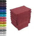 Produktbild: 10er Set Waschhandschuhe Waschlappen Bordeaux 16x21 cm | 100% Baumwolle Frottier | Oeko-TEX® Standard 100 | Premium Qualität 500 g/m²