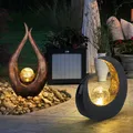 Produktbild: 2x LED Design Solar Leuchten schwarz braun Garten Weg Boden Steh Lampen bronze