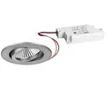 Produktbild: Brumberg LED Einbaustrahler-Set BB03 inkl. Konverter, IP20, rund, 230V, 6W 3000K 640lm 38°, schwenkbar 30°, dimmbar, Nickel matt BRUM-39363153