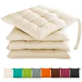 Produktbild: Gräfenstayn® 4er-Set Sitzkissen 40x40x3cm mit Haltebändern für Indoor und Outdoor mit Öko-Tex Siegel - (Creme)
