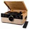 Produktbild: Denver Plattenspieler mit Lautsprecher, Schallplattenspieler, CD, DAB+ | Plattenspieler, DAB Radio, CD Player, Kassettenspieler, Bluetooth, USB Aufnahme, Fernbedienung