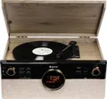 Produktbild: Denver MRD-180 Retro Stereoanlage DAB+, Bluetooth, CD, Kassette, Plattenspieler, Schwarz, Holz
