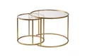 Produktbild: Hanah Home Elegantes Couchtisch-Set (2 Teile), Gold & Transparent, 60 x 60 x 43 cm | 4 mm Sicherheitsglas, 100% Metallrahmen | stilvoll & langlebig für Moderne Wohnräume