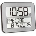 Produktbild: TFA Wanduhr 60.4512.54 Timeline, Kunststoff, digital, Funkuhr, 25,8 x 21,2 cm, silber, mit Datumsanzeige, lautlos