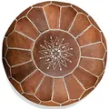 Produktbild: ALMADIH marokkanische Echtleder Sitzkissen -Camel Vintage- gefüllt geliefert - Robustes Leder Handarbeit orientalische Ottoman Sitzsack Sitzpouf Bodenkissen Fußhocker Hellbraun (Pouf Camel Vintage)