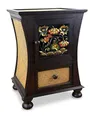 Produktbild: livasia Nachtschränkchen Nachtkommode Schmuckschränkchen asiatische Rattankommode (Handarbeit) mit Schnitzerei (Nr.45)