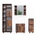 Produktbild: Vicco Badmöbel-Set Ilias, Eiche rustikal, 60 cm, besteht aus Waschbeckenunterschrank, Spiegelschrank, Hochschrank und Midischrank