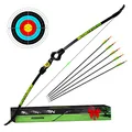 Produktbild: Bogenkönig Kinder Pfeil und Bogen Set - 6,8kg Zugkraft - Kinderbogen Set mit Zielscheibe für Saugnapf und Pfeil mit Spitze - Kinder Bogenschießen Set ab 7 Jahre, Pfeile und Bogen Spiele für Kinder