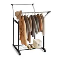 Produktbild: Relaxdays Kleiderständer auf Rollen, Doppelkleiderstange, große Ablage, verstellbare Höhe 108-160cm, Silber/schwarz