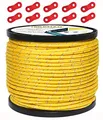 Produktbild: 50M reflektierende Schnur Guy Seile Outdoor Zelt Führungsseil 100% Nylon Schnur Windlinie mit 10 Stück Aluminiumlegierung Spanner für Camping (Yellow, Diameter 4 mm)