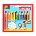 Produktbild: Stabilo Woody 3 IN 1 Super Jumbo Stifte Etui Von 10 Verschiedene + Schärfer