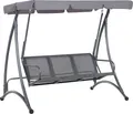Produktbild: BELIANI Hollywoodschaukel grau Stahl Netz Sonnendach 3 Personen