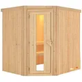 Produktbild: Karibu Sauna Siirin mit Eckeinstieg 68 mm-Ohne Ofen-ohne Dachkranz- Energiesparende Saunatür