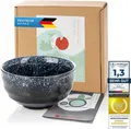 Produktbild: Komplettes Matcha Set traditionell japanisch 4-teilig mit Keramik Teeschale, Bambusbesen, Dosierlöffel & Besenhalter für authentischen Tee