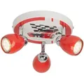 Produktbild: Lampe Racing led Spotrondell 3flg rot/weiß-schwarz 3x LED-PAR51, GU10, 3W LED-Reflektorlampen inklusive, (250lm, 3000K) Köpfe schwenkbar - Brilliant