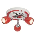Produktbild: BRILLIANT Lampe Racing LED Spotrondell 3flg rot/weiß-schwarz | 3x LED-PAR51, GU10, 3W LED-Reflektorlampen inklusive, (250lm, 3000K) | Köpfe schwenkbar
