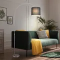 Produktbild: Bogen Stand Leuchte verstellbar Wohn Zimmer Textil Steh Lampe anthrazit H 195 cm