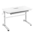 Produktbild: HOKO Schreibtisch Kinder, Höhenverstellbar Kinderschreibtisch 100x60cm, Kinderschreibtische Kinder ab 6 Jahren, neigbare Tischplatte mit Schubladen, Verstellbar von 54-76cm (Weiß, JANA)