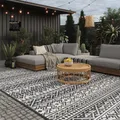 Produktbild: EVOCAMP Outdoor Teppich 200x300 cm, Kunststoffteppich, wetterfest für Terrasse, grau-weiß