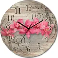 Produktbild: ARTland Holz Wanduhr Funkuhr - schwarzer Zeiger rosa Orchideen auf Ornamenten Größe: 30x30 cm