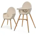 Produktbild: Kinderkraft Hochstuhl Fini 2, Beige, Holz, Kunststoff, Leder, Buche, 55x96x58.5 cm, Essbrett verstellbar, höhenverstellbar, 5-Punkt-Gurt, Tablett, Babymöbel, Hochstühle & Zubehör, Hochstühle