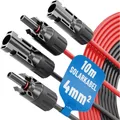 Produktbild: ABSINA 2x 10 Meter Solarkabel 4mm2 H1Z2Z2-K schwarz & rot - PV Kabel 4mm2 - Solarleitung 4mm2, PV Leitung