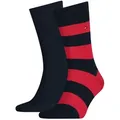 Produktbild: TOMMY HILFIGER Herren Socken - Rugby Sock, Strümpfe, Streifen, uni/gestreift, Vorteilspack Rot 43-46 12 PAAR