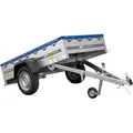 Produktbild: Gartenanhänger 200 Kipp mit Stützrad und blauer Plane