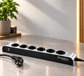 Produktbild: Steckdosenleiste 6-fach Aluminium Oehlbach Powersocket 505 HiFi 2 x USB Silber