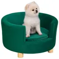 Produktbild: PawHut Hundesofa Hundecouch, Waschbarer Bezug, Haustiersofa mit Rückenlehne und Holzbeine, Katzensofa, für kleine Hunde unter 4,5 kg, Grün