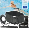 Produktbild: SWIMLOOP Premium Schwimmgurt Schwimmtrainer mit 2 x 2 Meter elastischen Gummibändern - Zugseil - Schwimmseil für Pool wie Gegenstromanlage zum Einhängen - Bauchgurt mit Schwimmband Widerstandstraining