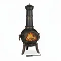 Produktbild: Relaxdays Terrassenofen Gusseisen Bronze Funkenschutz 110 cm x 53 cm x 44 cm