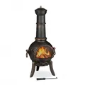 Produktbild: Relaxdays Terrassenofen, mit Funkenschutz, Schürhaken, Feuerrost, Zugluftklappe, Gartenkamin Gusseisen, Stahl, Bronze, 1 Stück